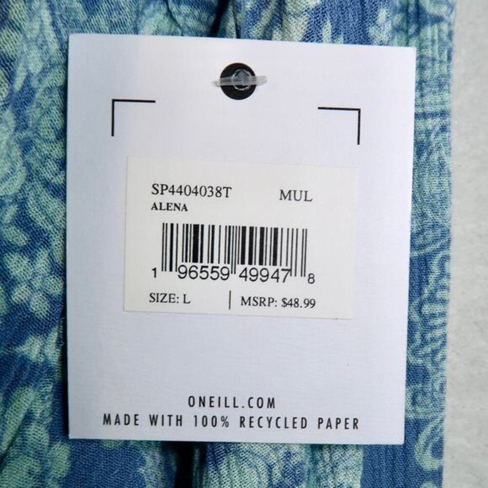 O'neill ALENA CROP TOPFront Tie Long Sleeve Crop Blue Size Large - Picture 5 of 6